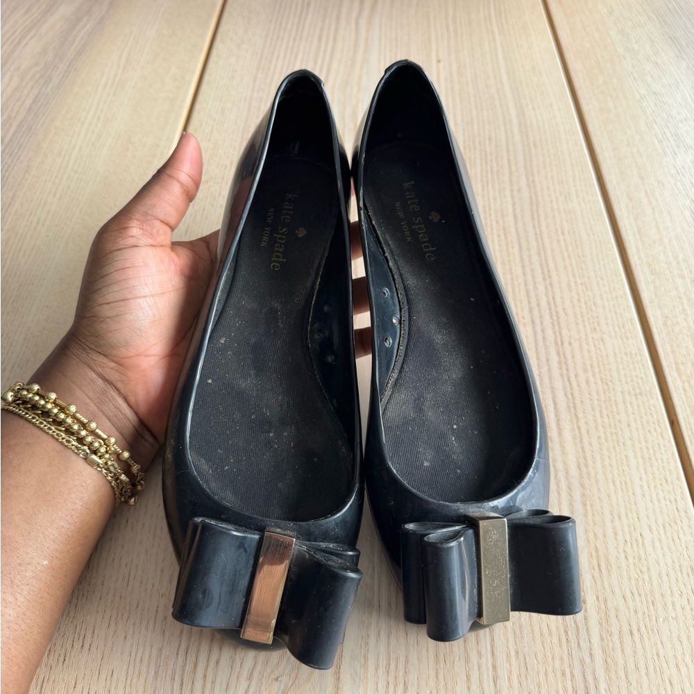 Kate Spade Black Flats with Bow Accent
